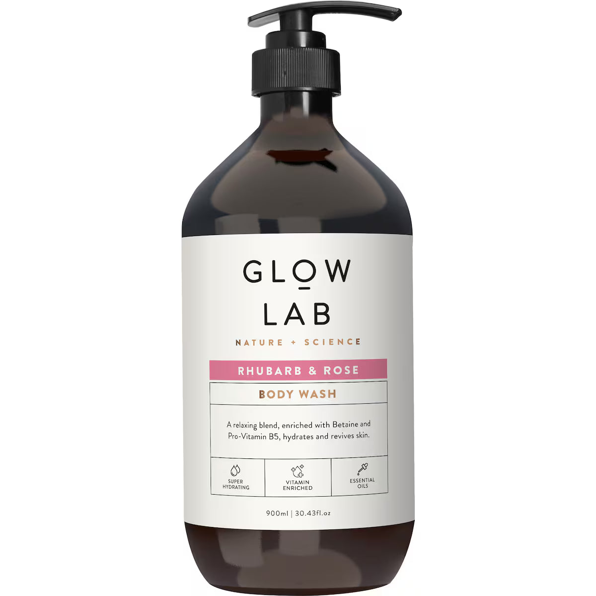 Glow Lab Rhubarb & Rose Body Wash 900mL