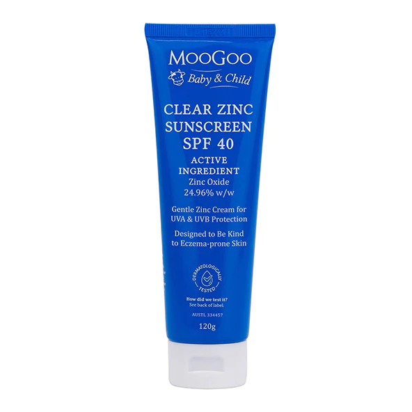 Moogoo Baby Clear Zinc Sunscreen SPF 40 120g (New Look)