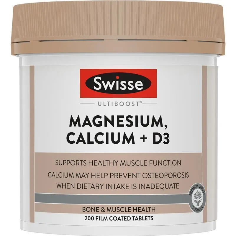 Swisse Ultiboost Magnesium, Calcium + D3 Tablets 200 pack