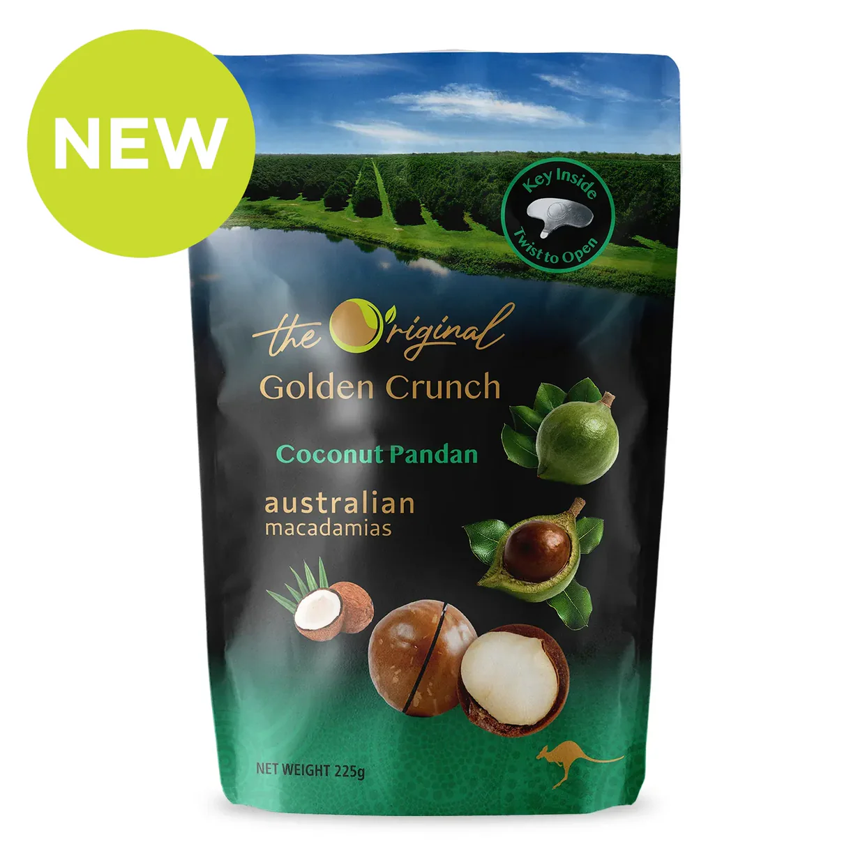 Coconut Pandan Golden Crunch Macadamias 225g