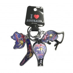 Australian Souvenir Hollow Koala & Kangaroo & AU Map Keyring