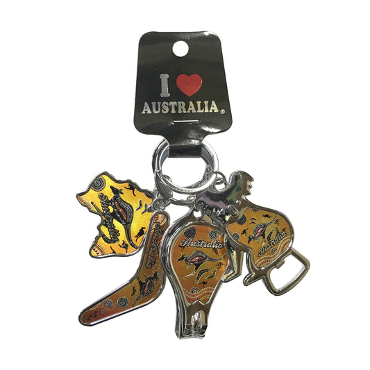 Australian Souvenir Hollow Koala & Kangaroo & AU Map Keyring