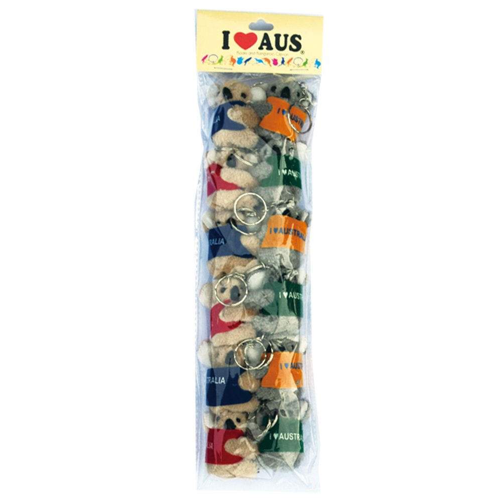 Australian Souvenir Koalas With Vest 12 Pack Keyring