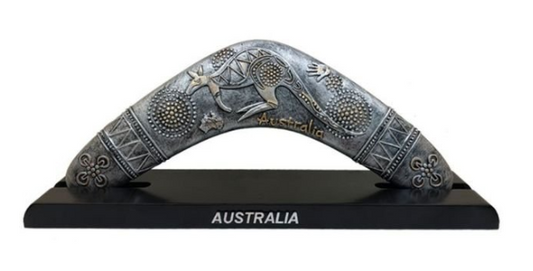 Australian Souvenir Aboriginal Boomerang With Stand