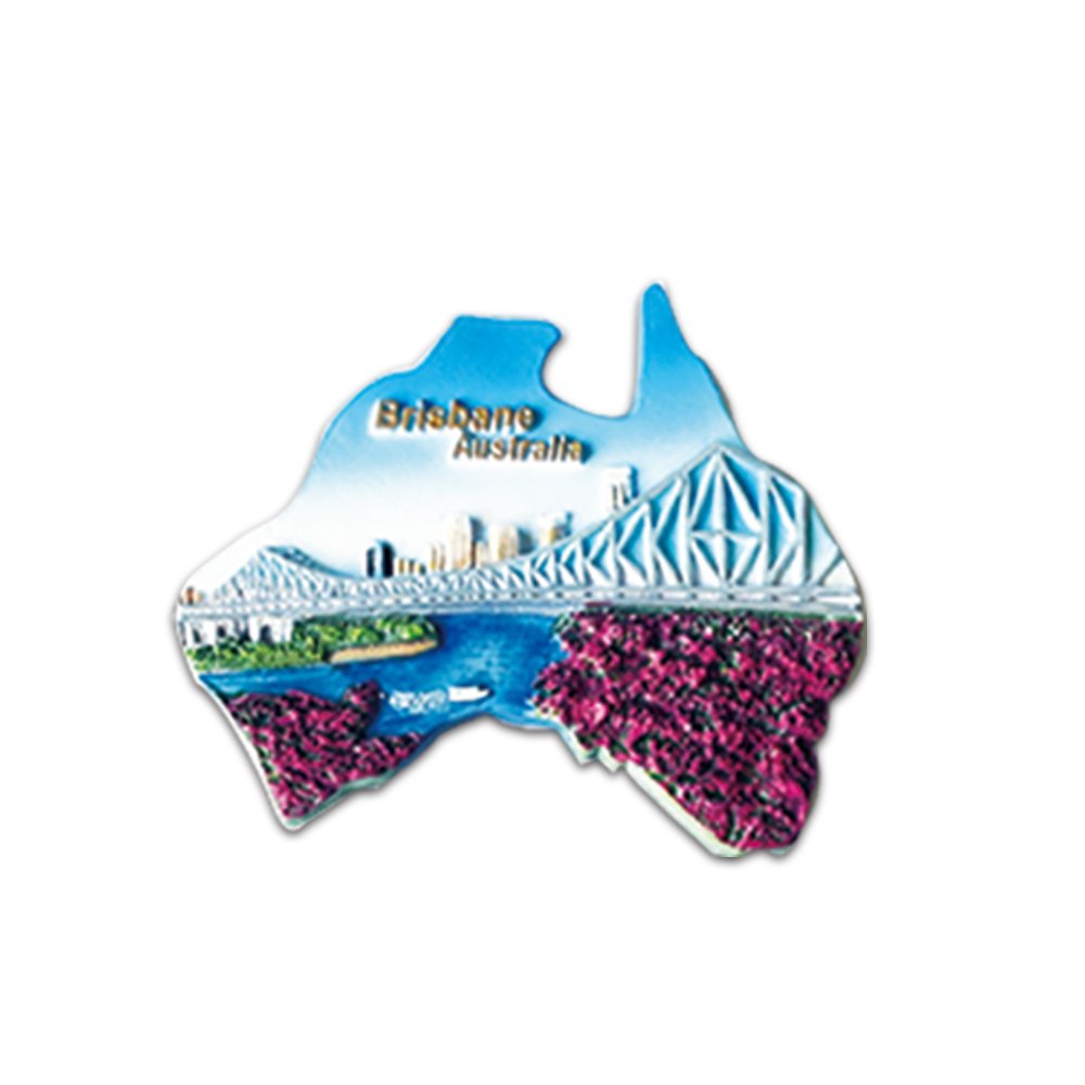 Australian Souvenir  AU Map shape Brisbane Magnet