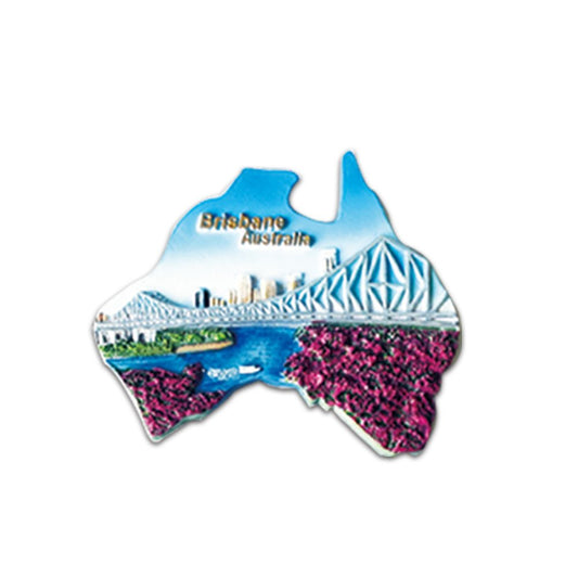 Australian Souvenir  AU Map shape Brisbane Magnet