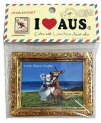 Australian Souvenir Magnet Resin Frame - Kangaroo & Koala