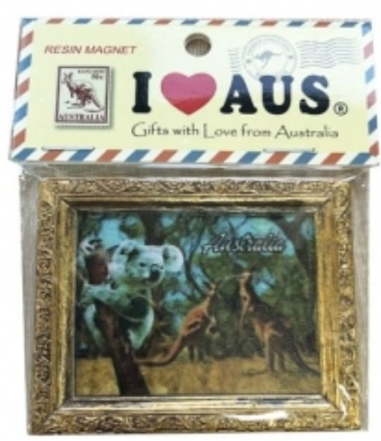 Australian Souvenir Magnet Resin Frame - Kangaroo & Koala