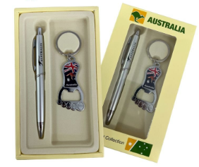 Australian Souvenir Box Pen with Keyring FLKA