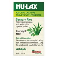 Nulax Natural Laxative Tablets With Prebiotic Senna + Aloe 40 Tablets