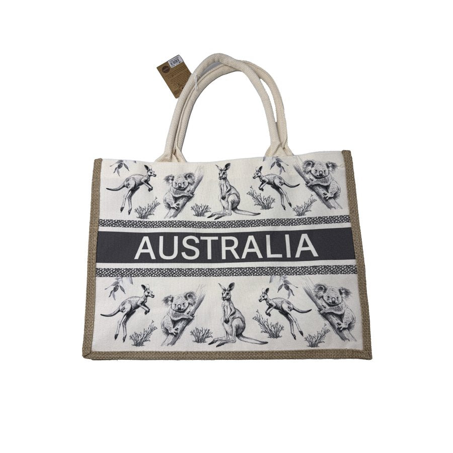 Australian Souvenir Structured S' Tote Bag 40*30*12CM - blue & white
