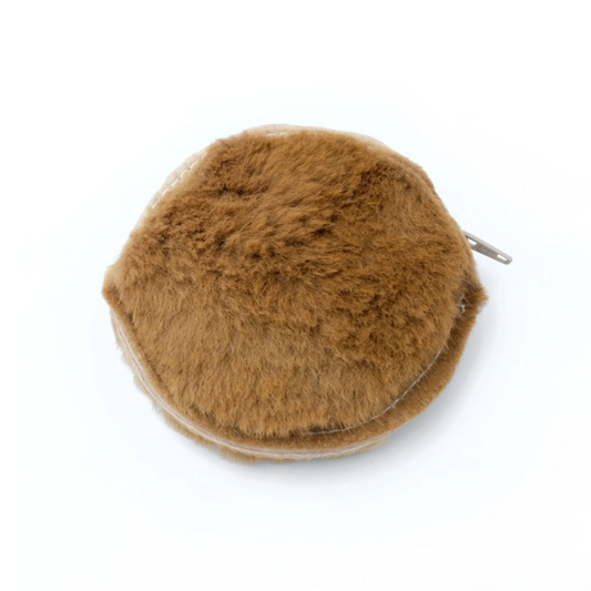 KANGAROO FUR ROUND PURSE WITH ZIP