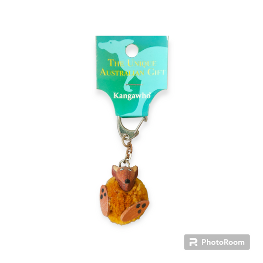 Australian Souvenir Pom Pom Kangaroo Keyring Mini