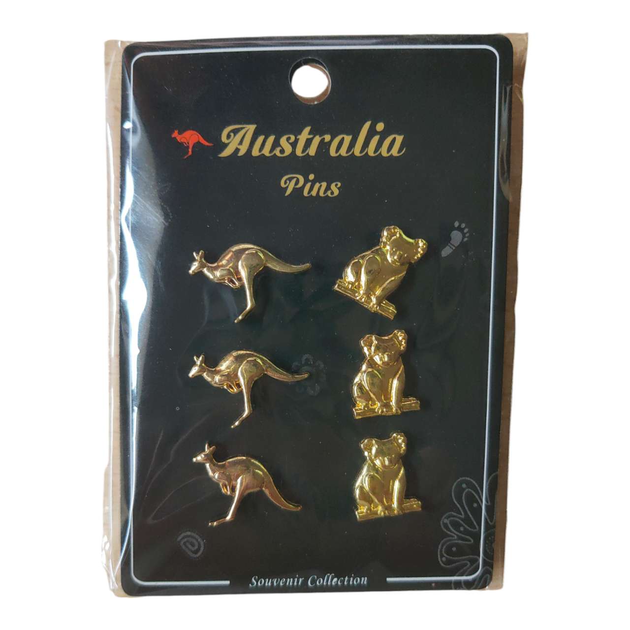 Australian Souvenir Gold Kangaroo & Koala Clasp Pins