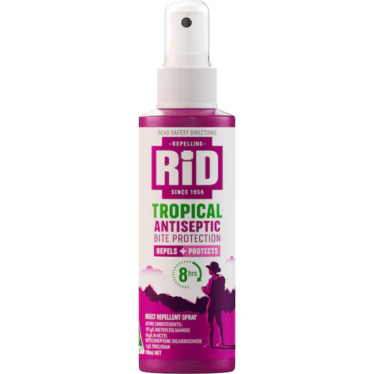 Rid Medicated Insect Repellent Tropical Strength + Antiseptic 100mL