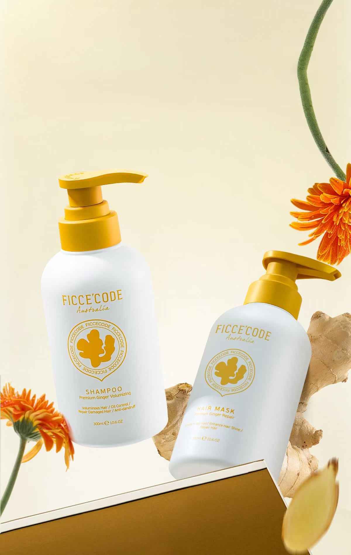 FicceCode Ginger Backhousia Shampoo 300ml (NEW IMAGE)