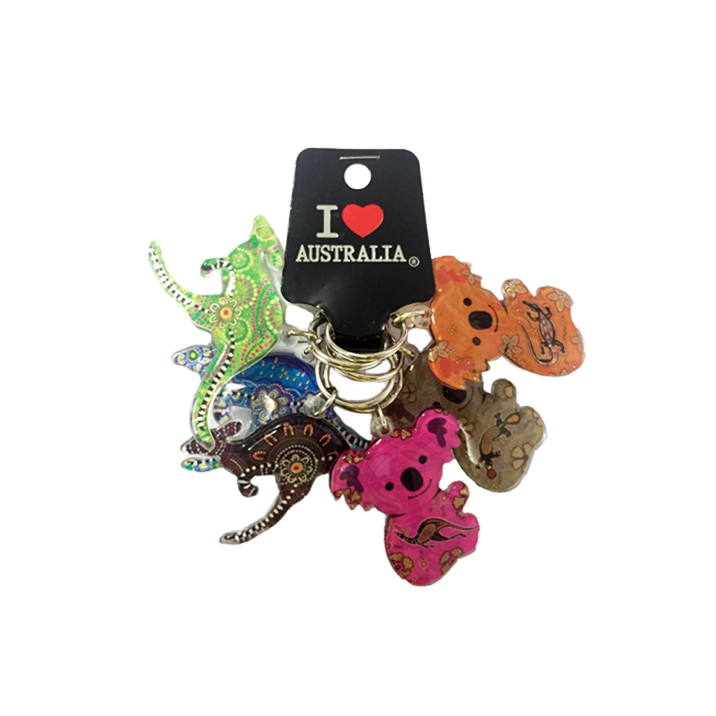 Australian Souvenir Kangaroo & Koala Keyring 6 Pack