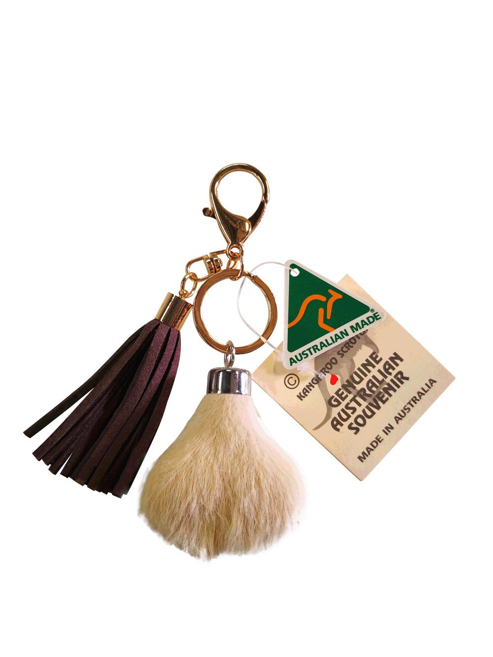 Kangaroo Scrotum Keyring with short Tassels