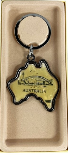 Australian Souvenir Boxed Key Chain AUS Map