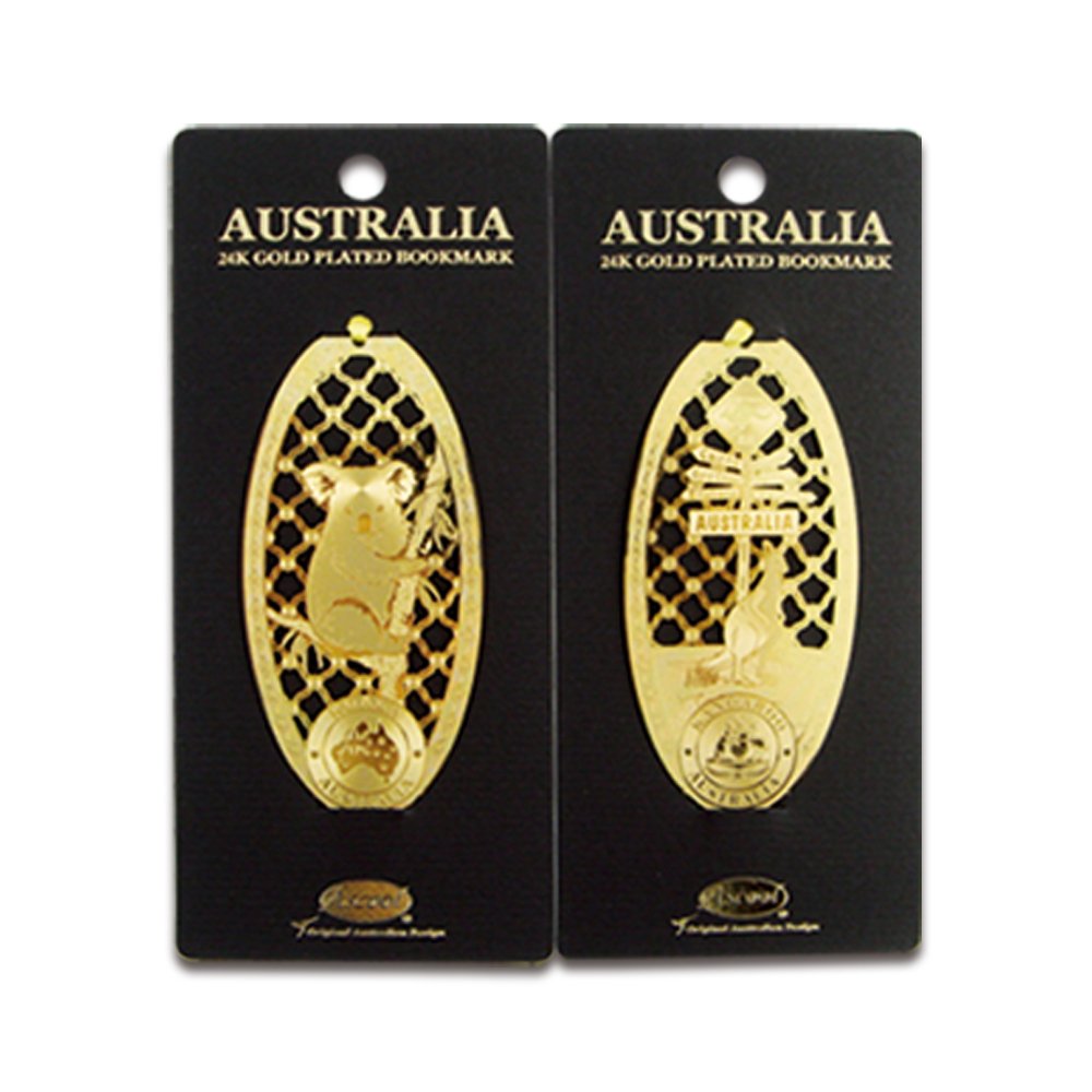 Australian Souvenir Gold Koala / Kangaroo Bookmark