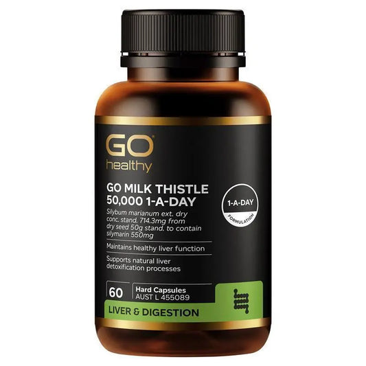 GO Healthy Milk Thistle 50000mg 1-A-Day 60 Vege Capsules