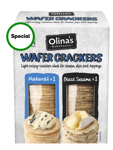 Olina's Bakehouse Wafer Crackers Natural & Black Sesame Assorted 200g