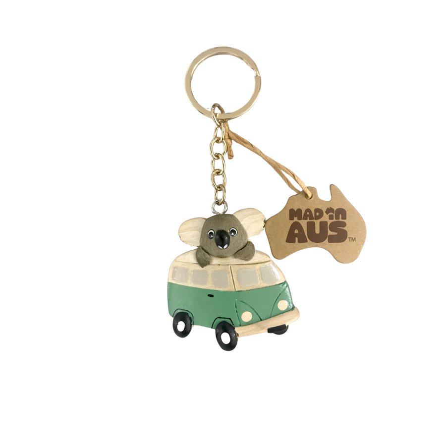Australian Souvenir Wooden Key Chain Kombi Koala