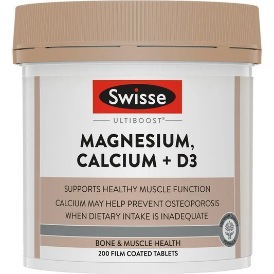 Swisse Ultiboost Magnesium, Calcium + D3 Tablets 200 pack