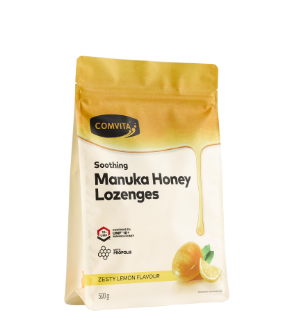 Kẹo ngậm Comvita Mānuka Honey 500g với keo ong (chanh và mật ong)