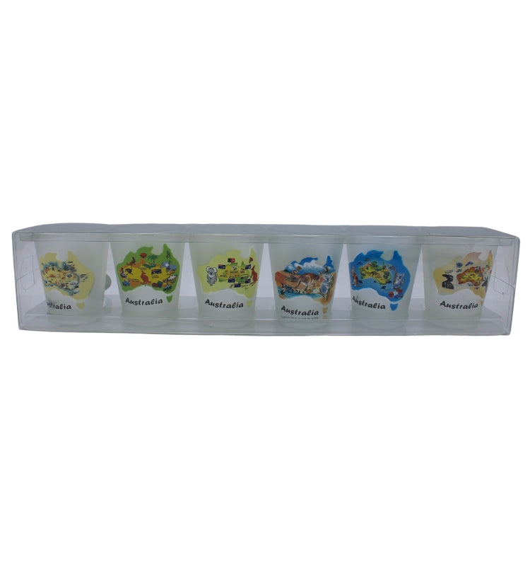 Australian Souvenir Australia Map Shotglasses 6 Pack