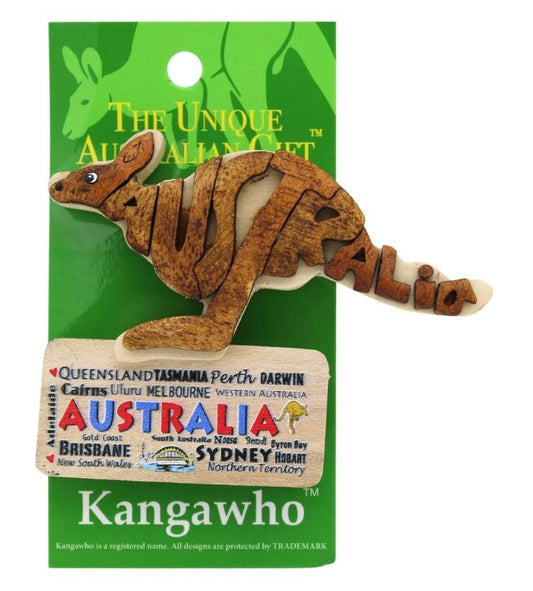 Australian Souvenir Magnet Kangaroo Word Wood